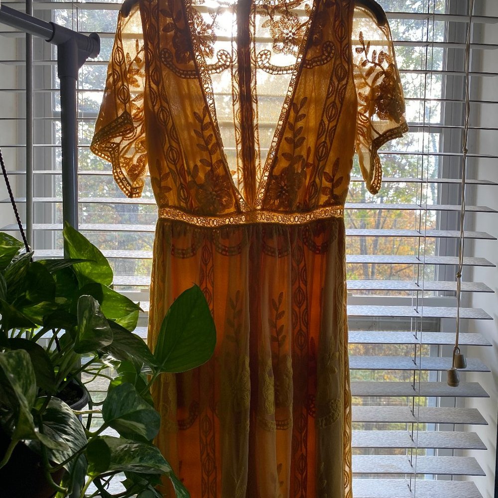 Mustard Lace Maxi Dress
